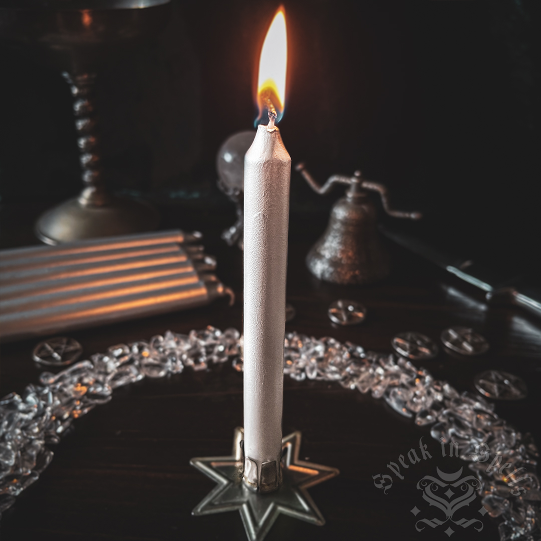 silver chime candle, australian witchcraft supplies, wiccan supplies, pagan supplies austrlaia, wholesale witchcraft, adelaide witchcraft store, witchcraft shop